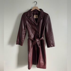 VINTAGE Berman’s Burgundy Leather Trench Coat